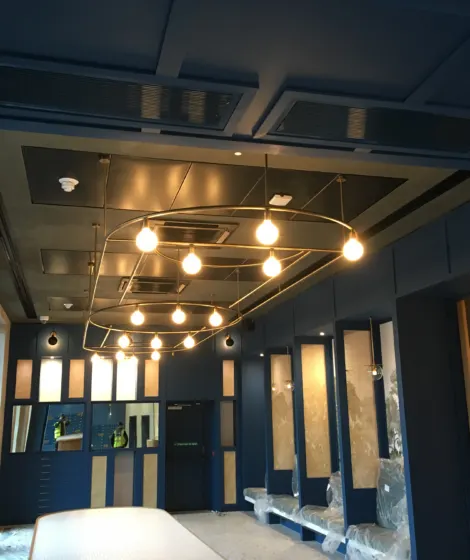 Dry-lining partitions under construction on a commercial site