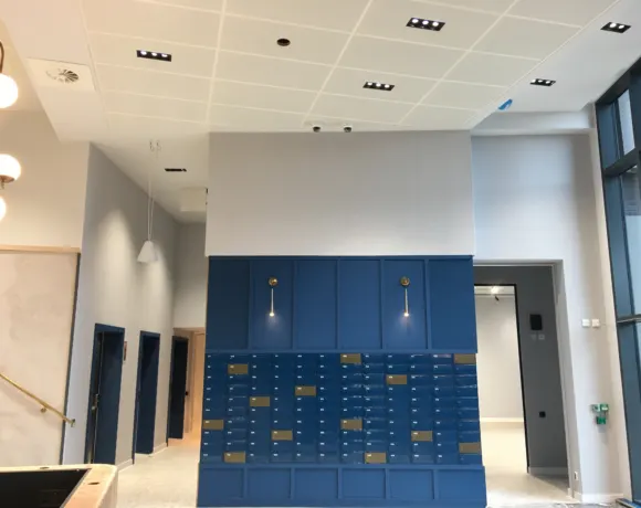 Metal stud partition framing on site