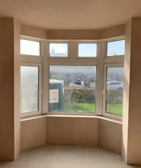 Plastering in the lounge, apartment renovation in Lytham St Annes
